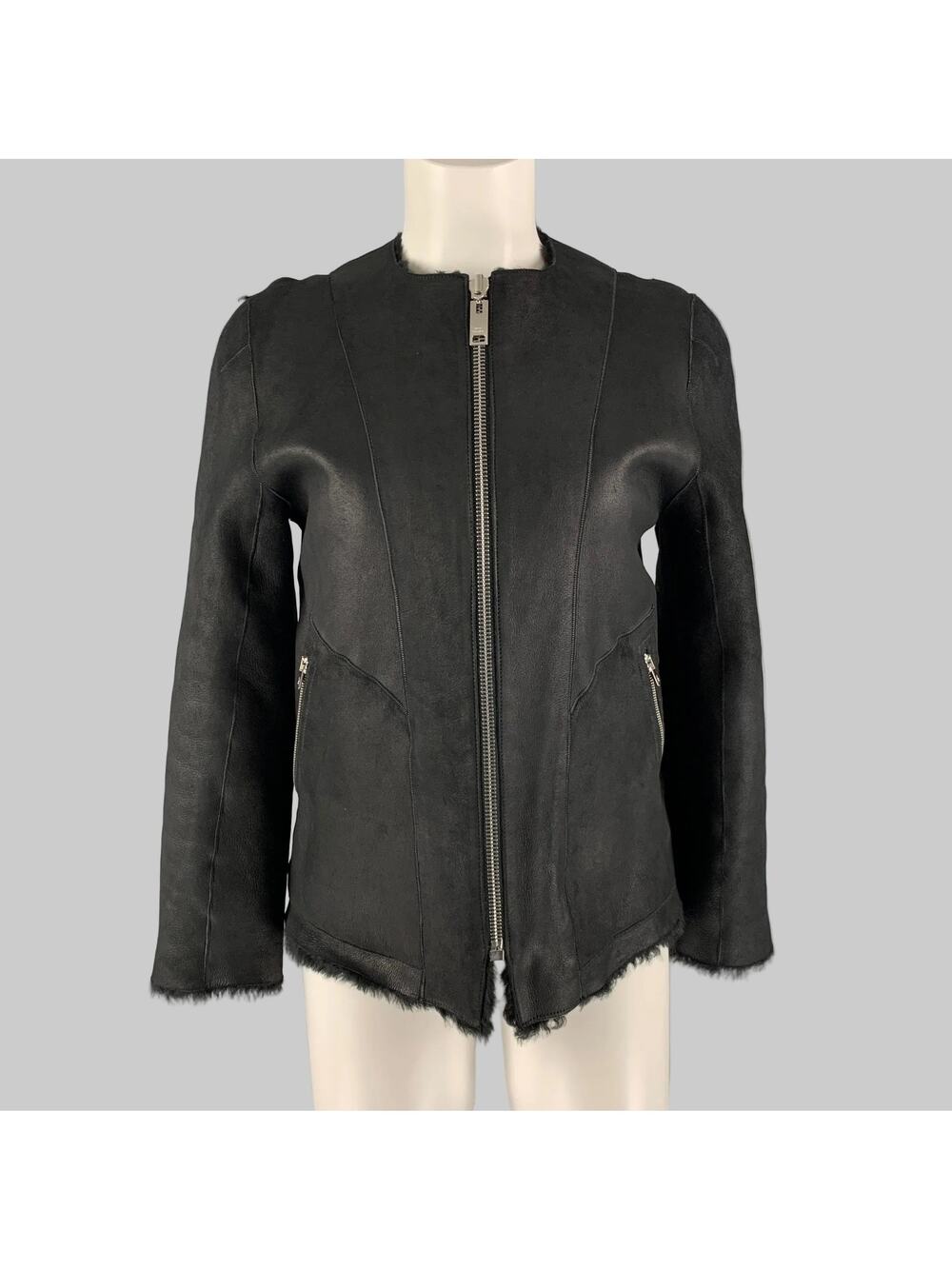 ISABEL MARANT Size 6 Black Leather Shearling Reversible Jacket